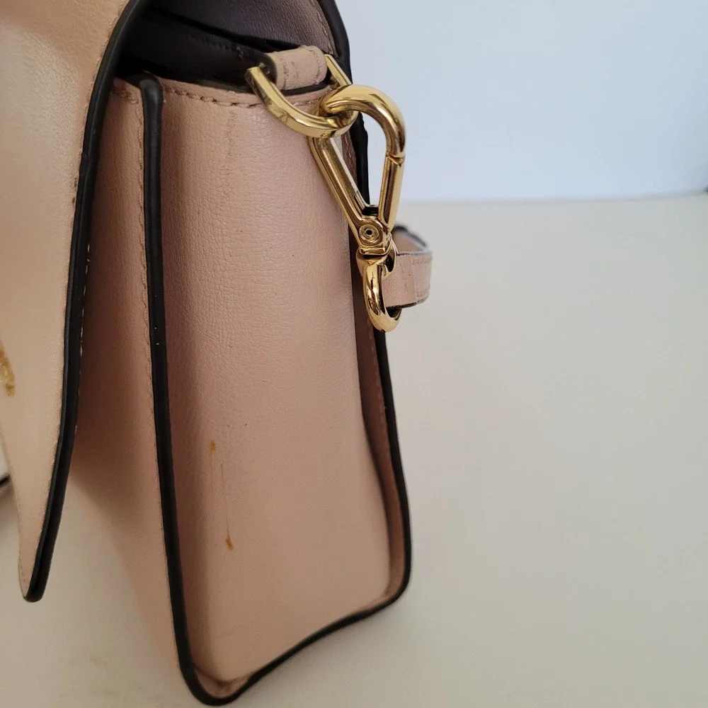 Michael Kors Blush Pink Leather Crossbody Bag Gold Hardware Flap Top Messenger